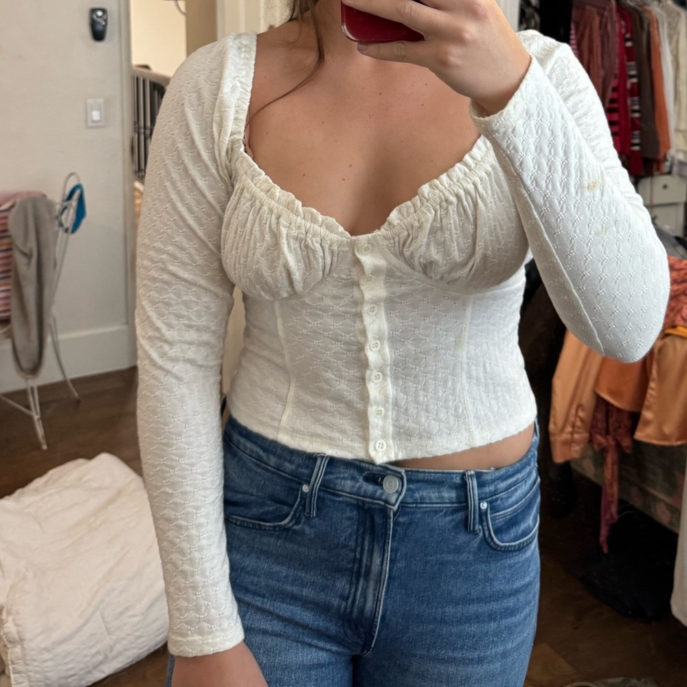 Free people White Fitted Crop Blouse